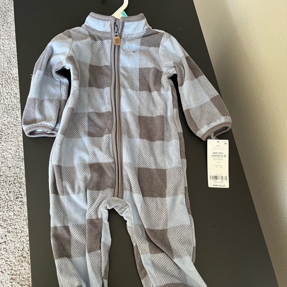 Carter's Blue and Brown Checkered Footie